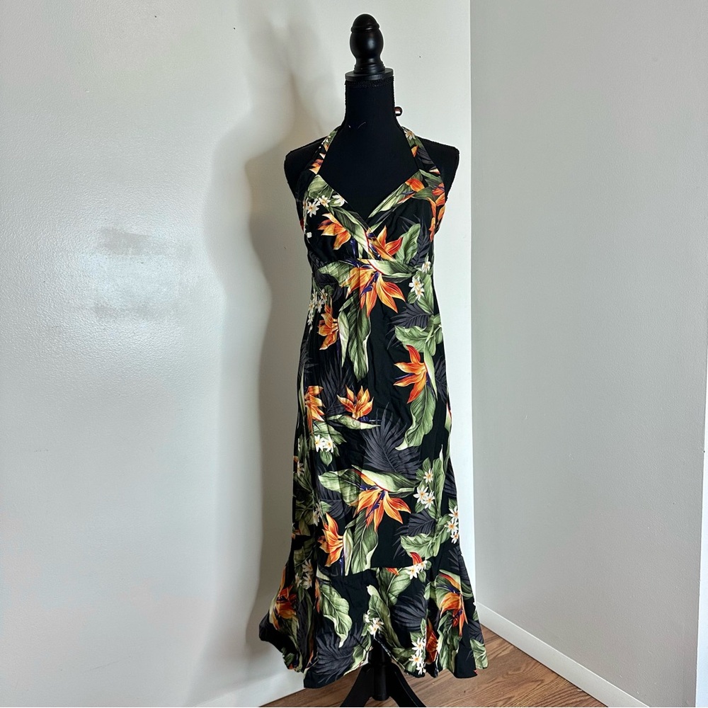Vintage pacific legend tropical pin up floral dress